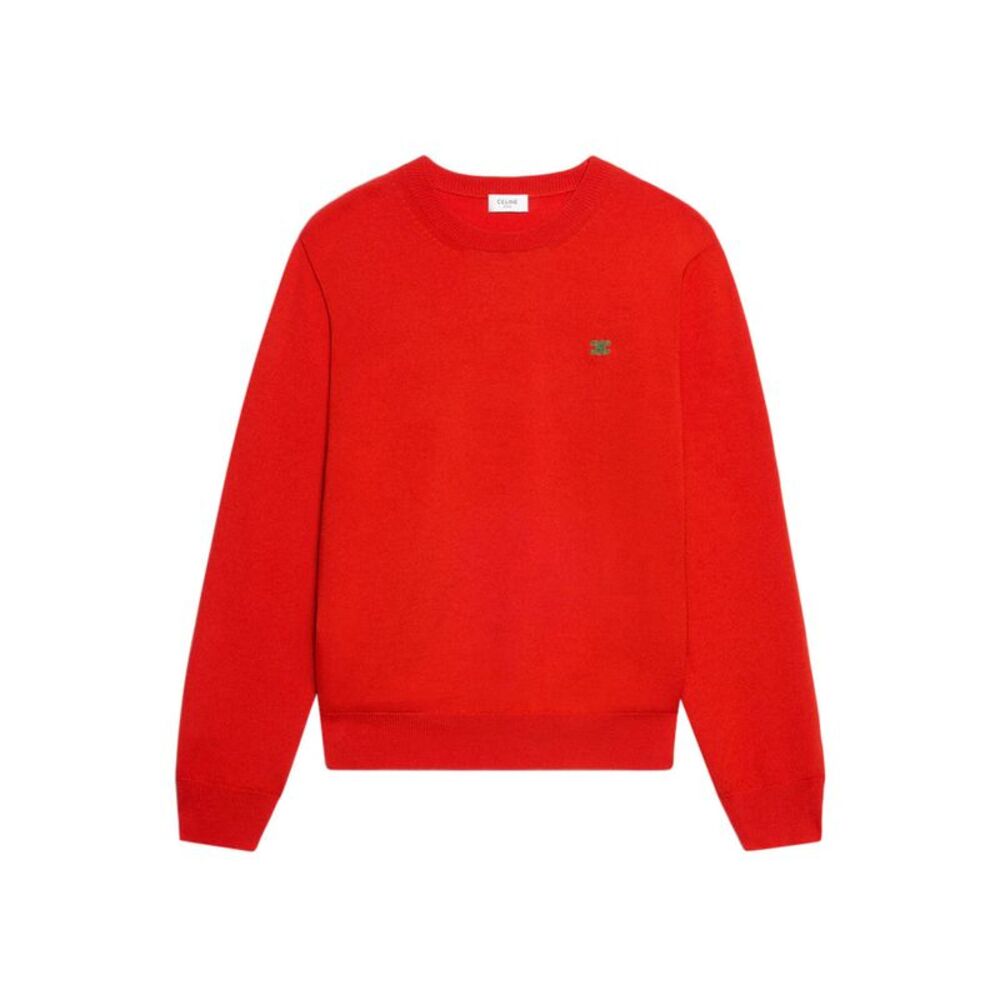 Celine Men Fine Wool Sweater With Triomphe Embroidery